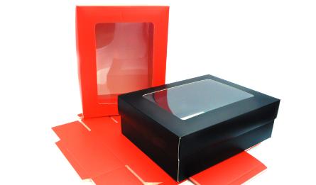 ΧΑΡΤΙΝΟ ΚΟΥΤΙ ME KAΠΑΚΙ ΠΑΡΑΘΥΡΟ ΖΕΛΑΤΙΝΑ 34cm x 26cm x 10cm 0402243