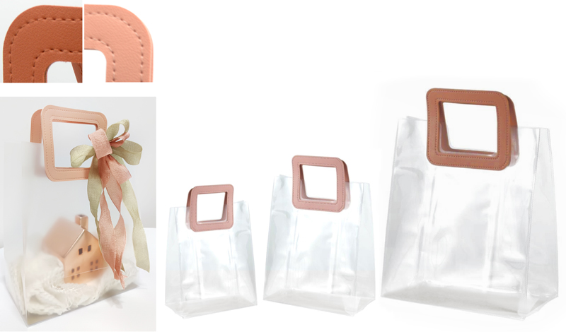 TΣΑΝΤΑ ΔΙΑΦΑΝΗ PVC ΜΕ ΔΕΡΜΑΤΙΝΑ ΧΕΡΟΥΛΙΑ 21cm x 22cm x 11cm 0402337
