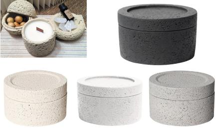 13*8cm cement candle cup with cover weight:0.76kg 0515352