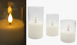 ΚΕΡΙ LED ΜΕ ΓΥΑΛΙ 10cm ΚΙΝΟΥΜΕΝΗ ΦΛΟΓΑ 0519003