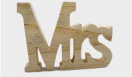 ΞΥΛΙΝΟ Mr & Mrs, ΓΡΑΜΜΑΤΑ MRs 15cm x 11cm ΦΥΣΙΚΟ 0519308