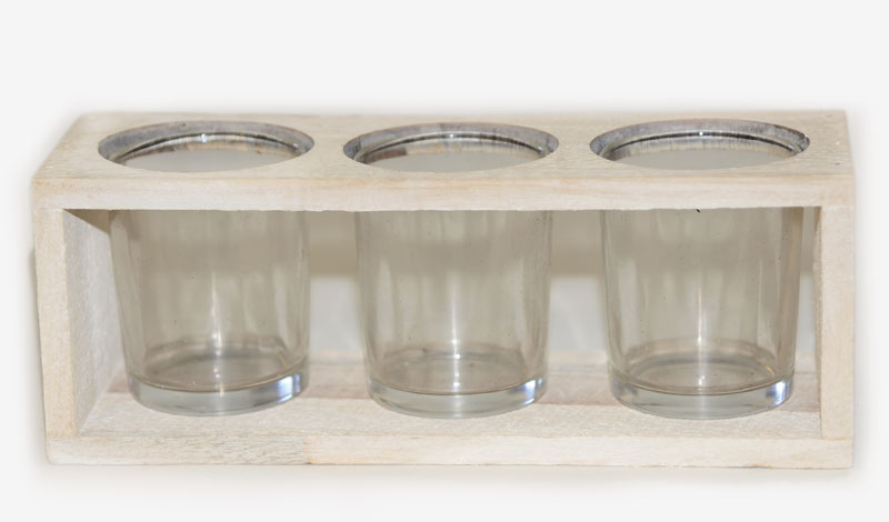 ΞΥΛΙΝΗ ΜΑΚΡΟΣΤΕΝΗ ΒΑΣΗ ΜΕ 3 ΓΥΑΛΙΝΑ ΡΕΣΩ 21cm x 7.5cm x 7.8cm 0619022