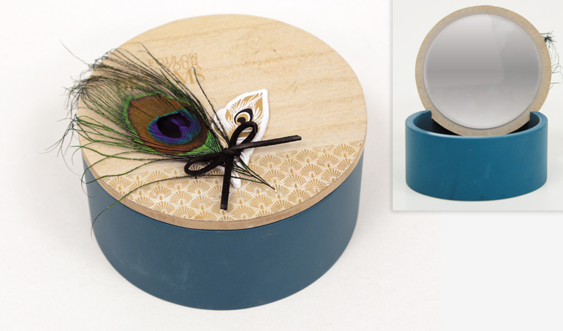 ΞΥΛΙΝΗ ΜΠΙΖΟΥΤΙΕΡΑ ΣΤΡΟΓΓΥΛΗ ΠΑΓΩΝΙ 13.5cm x 13.5cm x 6cm WH17-726 0621091