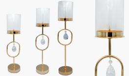 ΜΕΤΑΛΛΙΚΟ ΚΗΡΟΠΗΓΙΟ ΜΕ ΓΥΑΛΙ ΚΑΙ ΚΡΥΣΤΑΛΛΟ 56cm 0621573