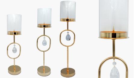 ΜΕΤΑΛΛΙΚΟ ΚΗΡΟΠΗΓΙΟ ΜΕ ΓΥΑΛΙ ΚΑΙ ΚΡΥΣΤΑΛΛΟ 62.5cm 0621574